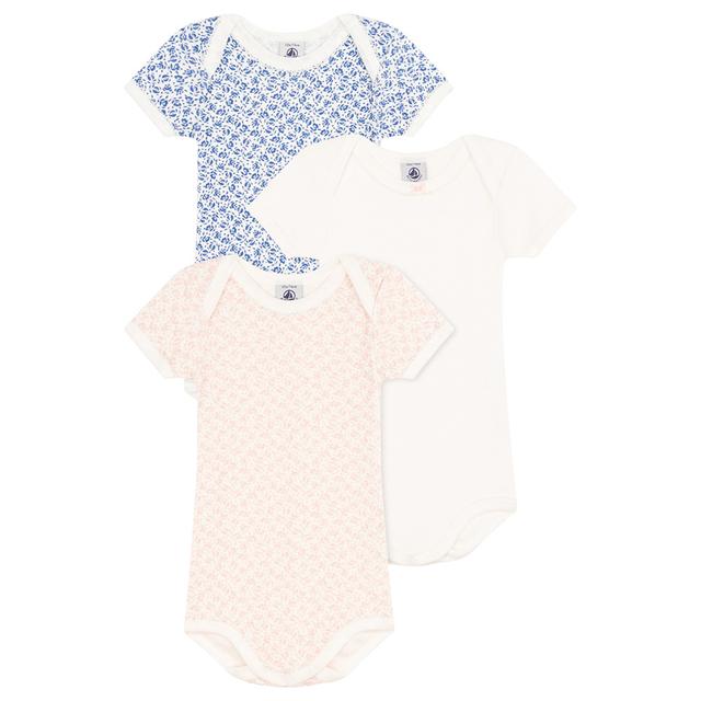 Petit Bateau - 3pc-Set - Babies' Floral Cotton Bodysuits