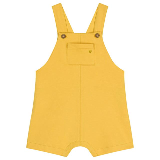 Petit Bateau - Boy's Short Lightweight Fleece Dungaree - Yellow