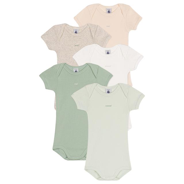 Petit Bateau - 5pc-Set - Babies' Short-Sleeved Cotton Bodysuits