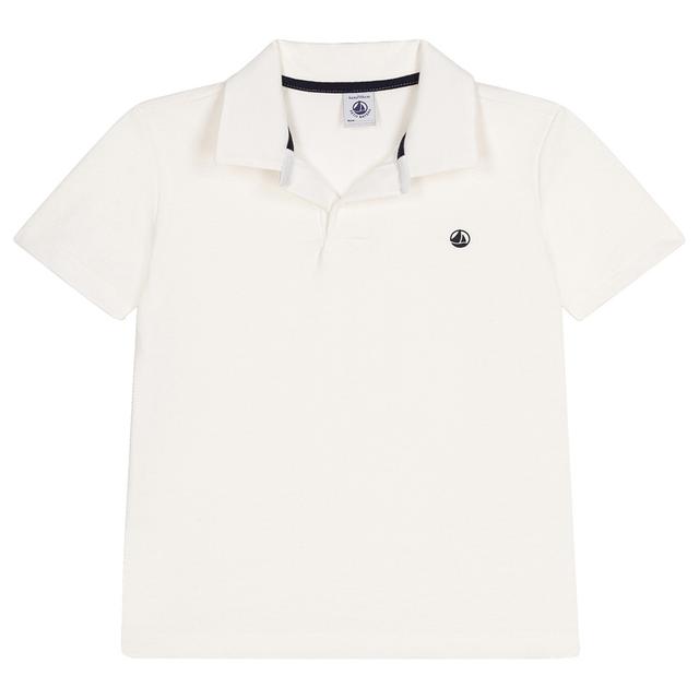 Petit Bateau - Boy's Short Sleeves Cotton Polo Shirt - White