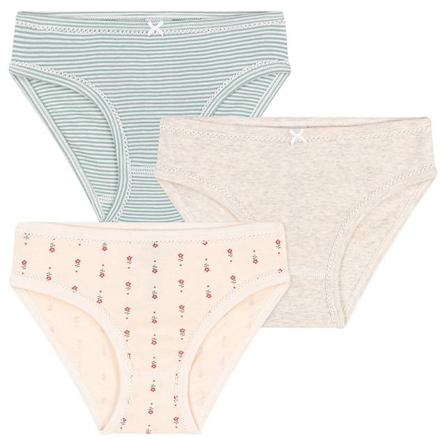 Petit Bateau - 3pc-Set - Girl's Cotton Knickers - Green/Beige