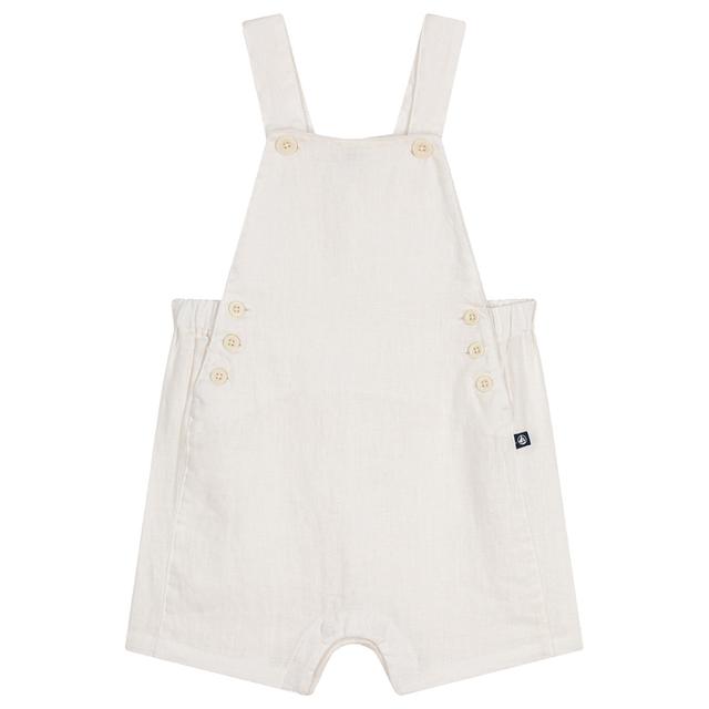 Petit Bateau - Baby's Short Linen Dungaree - White