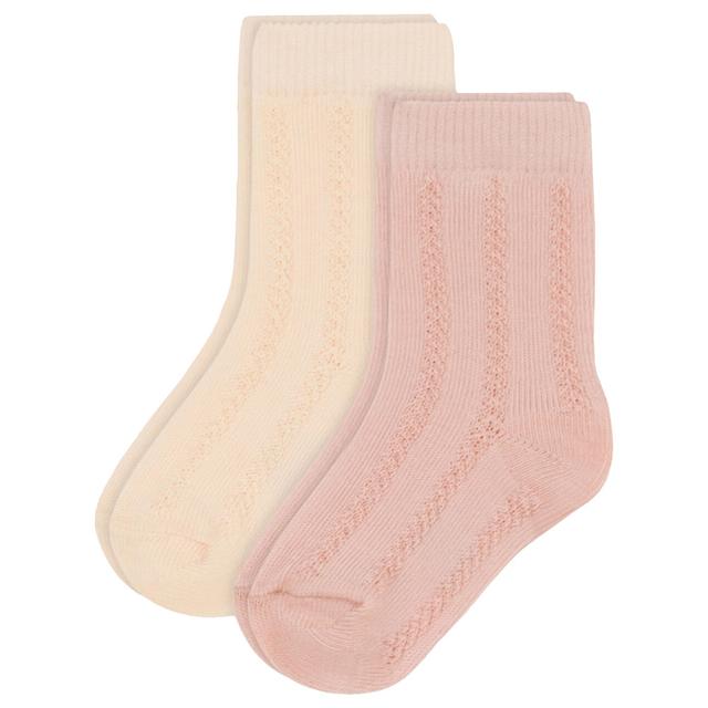 Petit Bateau - 2pc-Set - Baby's Plain Cotton Jersey Socks - Beige/Pink