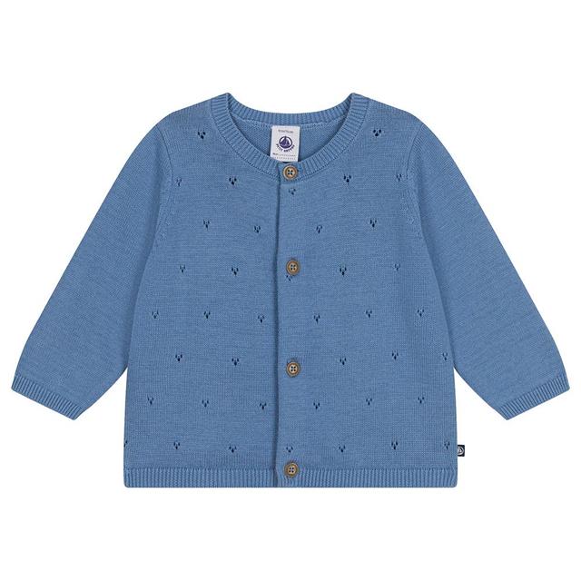 Petit Bateau - Babies' Openwork Knitted Cotton Cardigan - Blue