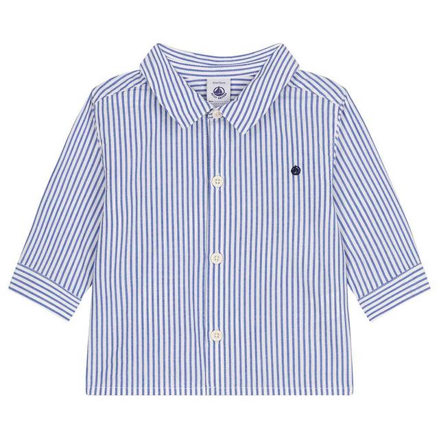 Petit Bateau - Boy's Striped Poplin Shirt - Blue/White