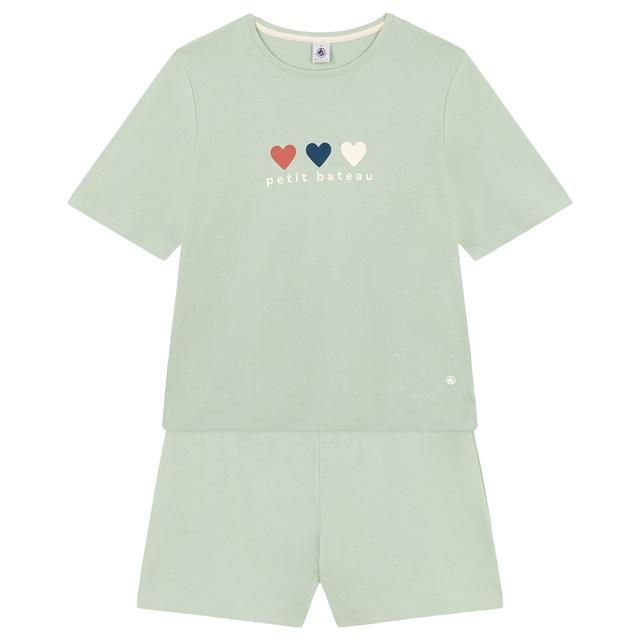 Petit Bateau - 2pc-Set - Girl's Plain Cotton Short Pajama Set - Green