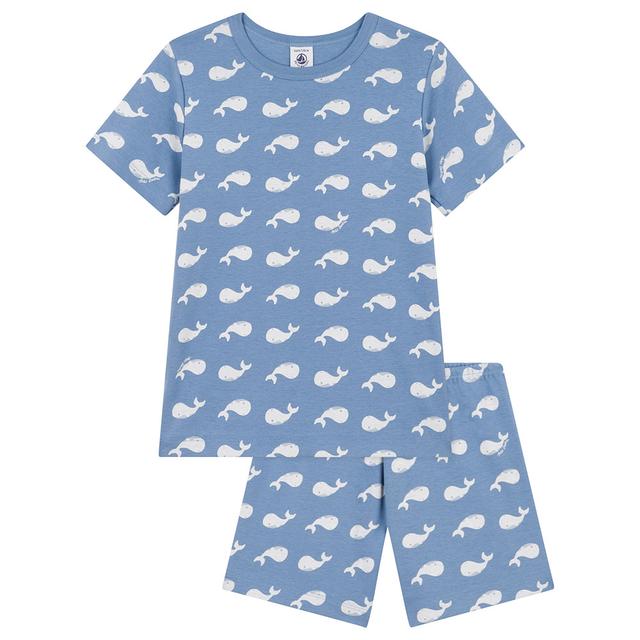 Petit Bateau - Children's Short Cotton Whale Print Pyjama Set