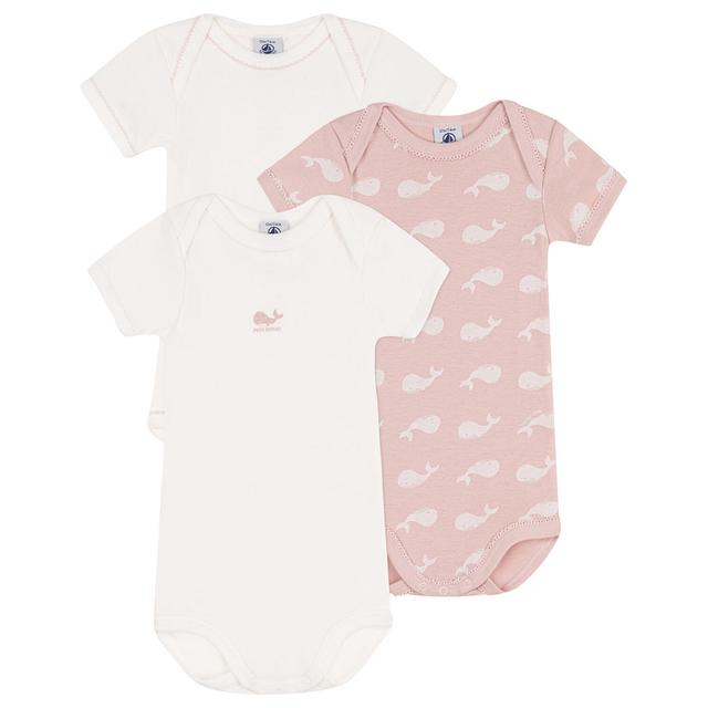 Petit Bateau - 3pc-Set - Short-Sleeves Whale Cotton Bodysuits