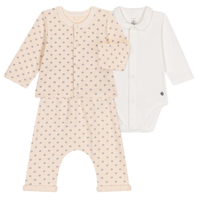 Petit Bateau - 3pc-Set - Baby's Fleece Bodysuit And Pajama Set