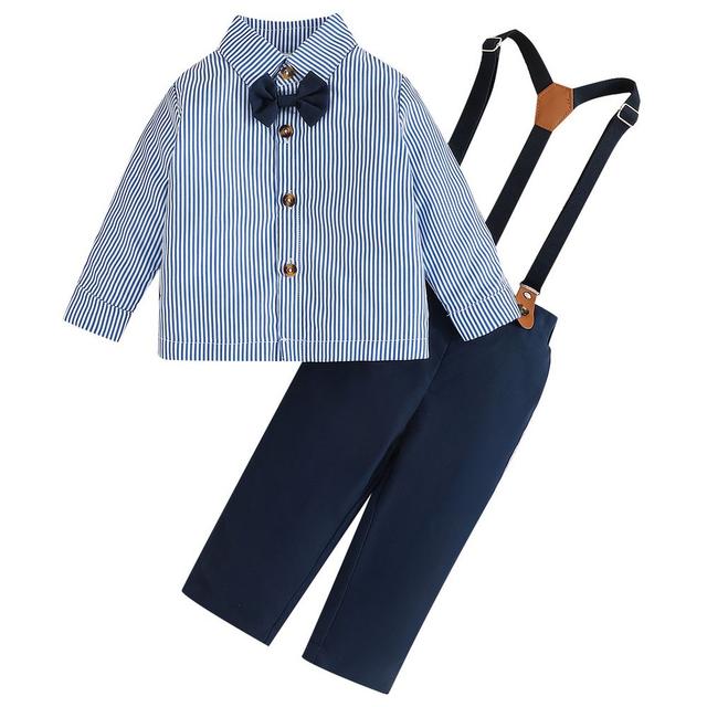 Sugar Rush - 2pc-Set - Striped Full Sleeves Shirt & Pants - Blue