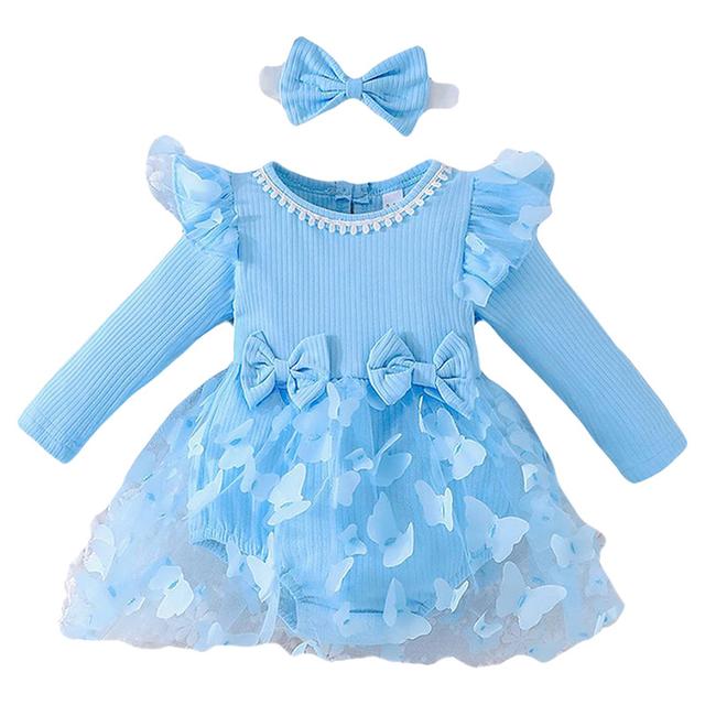 Sugar Rush - Appliqued Round Neck Full Sleeves Onesie - Blue