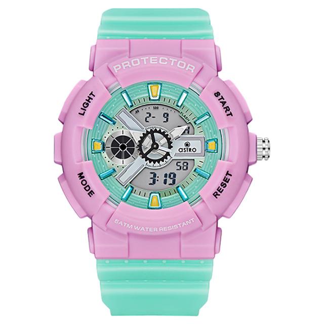 Astro - Kids Analog-Digital Dial Watch - Green/Pink