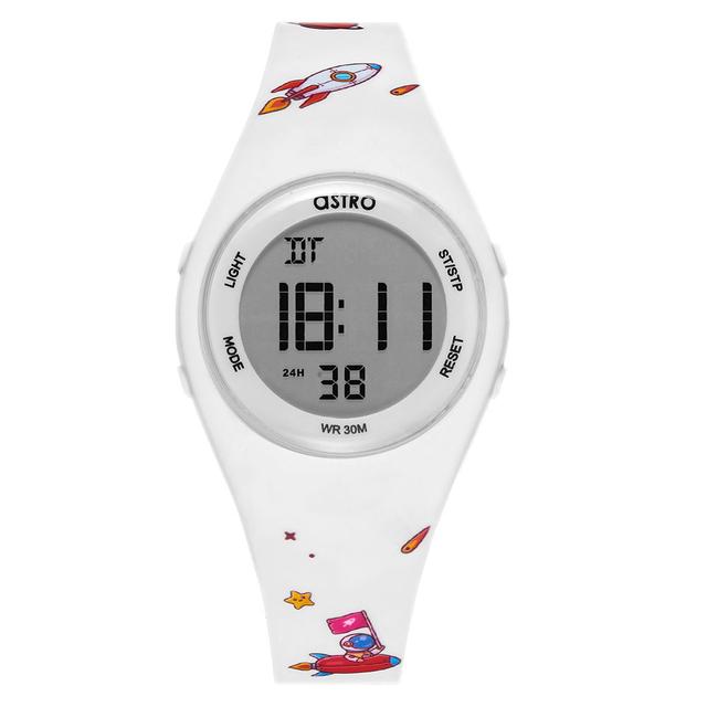 Astro - Kids Space Printed Digital Dial Watch - White - 37 mm