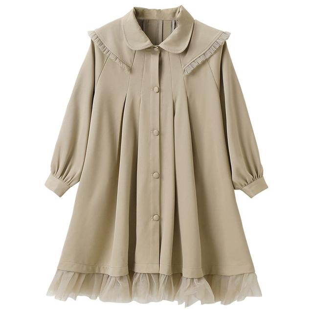 Sugar Rush - Solid Classic Full Sleeves Casual Dress - Khaki