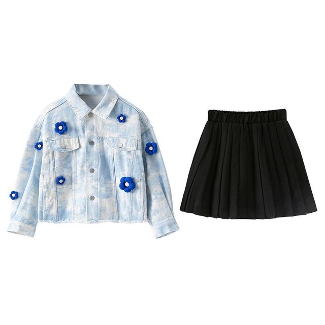 Sugar Rush - 2pc-Set - Tie & Dye Classic Jacket & Skirt - Blue