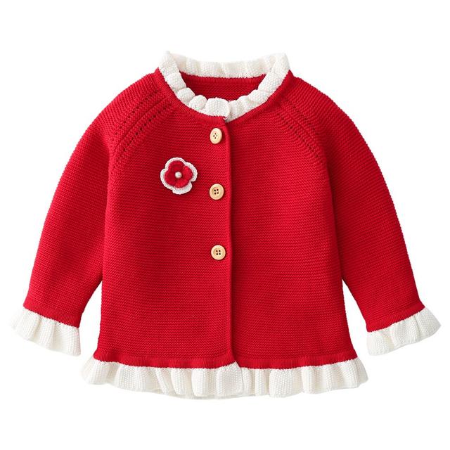 Sugar Rush - Appliqued Round Neck Full Sleeves Jacket - Red