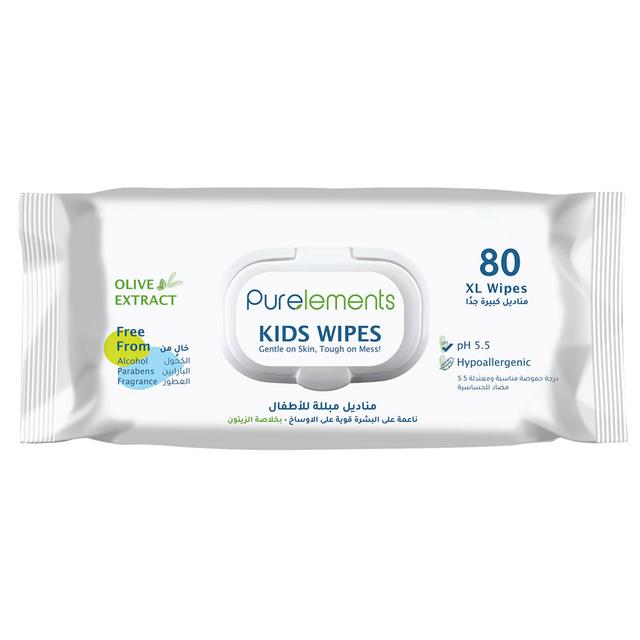 Purelements - Olive Oil Extract Natural Kids Wipes - XL - 80pcs