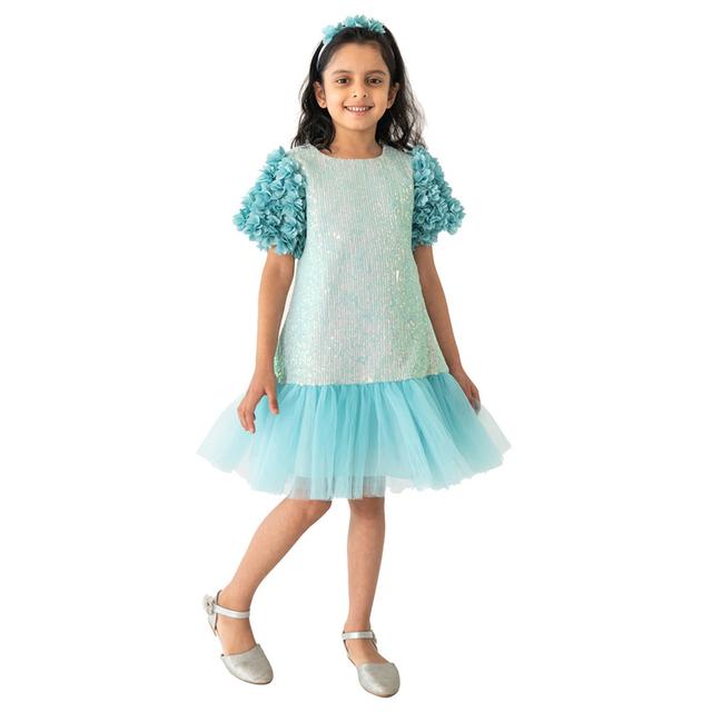 A Little Fable - Mermaid Sparkle Dress - Blue