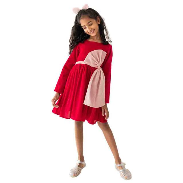 A Little Fable - Glitter Bow Dress - Red