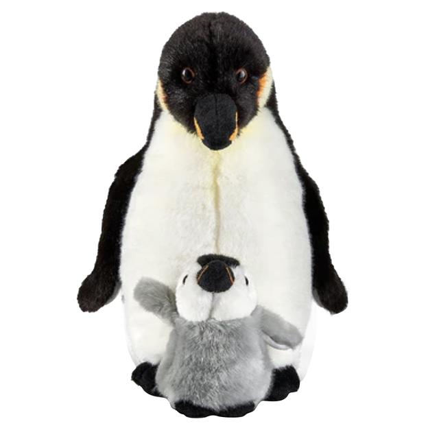 Living Nature - Penguin With Chick Plush Toy - Black - 20cm