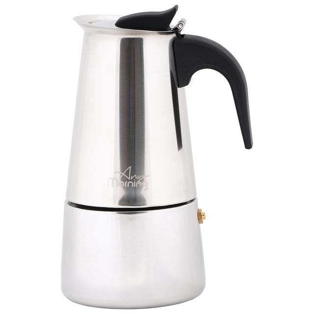 Any Morning - Stove top Espresso Maker Percolator Coffee Pot - Silver