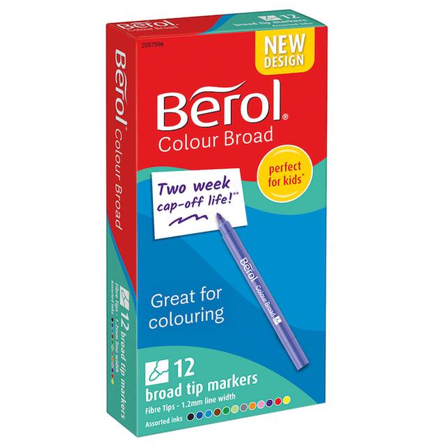 TTS - Berol Colour Broad Tip Marker Pen - 12pcs