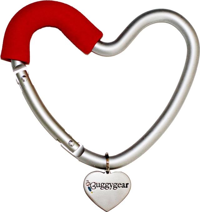 BuggyGear Heart Shaped Stroller Hook - Silver / Red