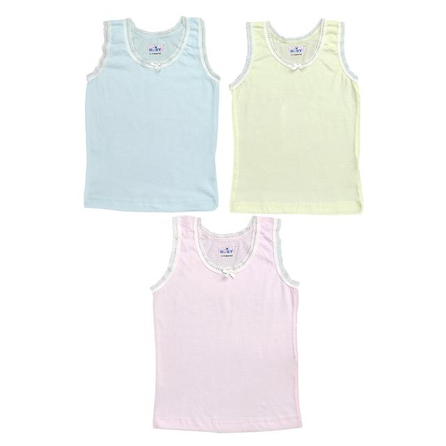 Smart Baby - 3pc-Set - Baby Girl Plain Sleeveless Vest