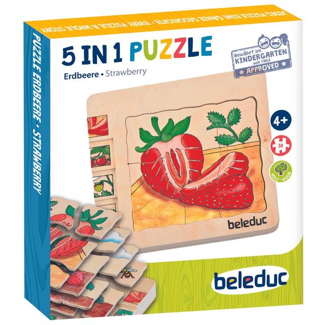 Beleduc - 5-In-1 Layer Puzzle - Strawberry - 30pcs