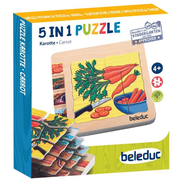 Beleduc - 5-In-1 Layer Puzzle - Carrot - 30pcs