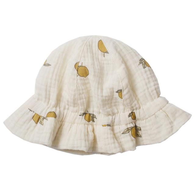 The Girl Cap - Sweet Lime Printed Cotton Bucket Hat - Beige