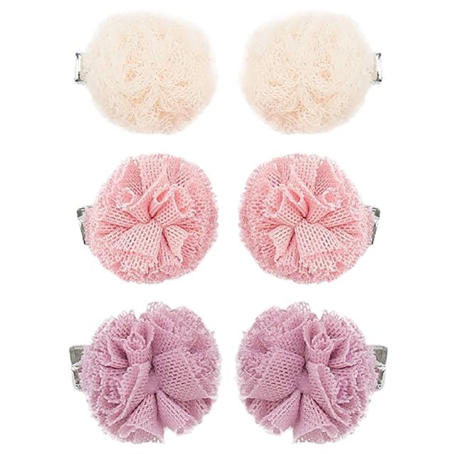 Billy Loves Audrey - Pom Pom Hair Clips Coco - Rose Petal/Fog - 6pcs