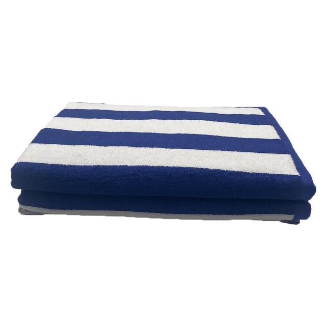 BYFT - Petunia Cabana Striped Cotton Pool Towel - Blue/White - 2pcs