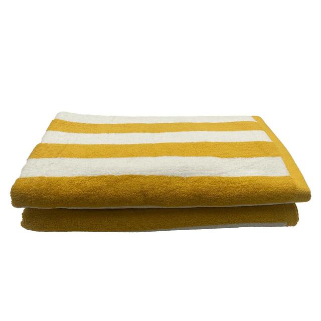 BYFT - Petunia Cabana Striped Cotton Pool Towel - Yellow/White - 2pcs