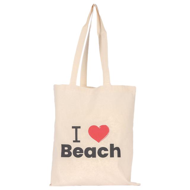 BYFT - Natural Cotton Flat Tote Bag - I Love Beach