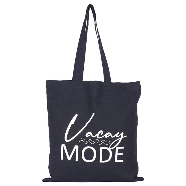 BYFT - Vacay Mode Cotton Flat Tote Bag - Black