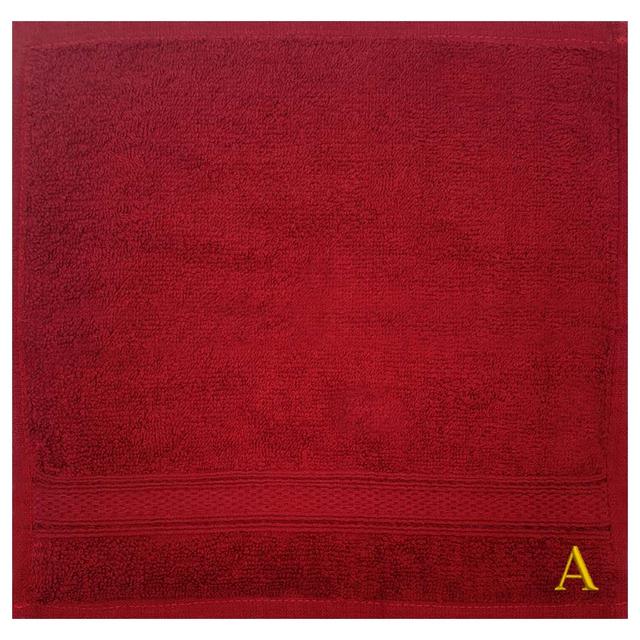 Byft - Letter A Monogrammed Face Towel - 30 x 30 cm - 6pcs - Burgundy