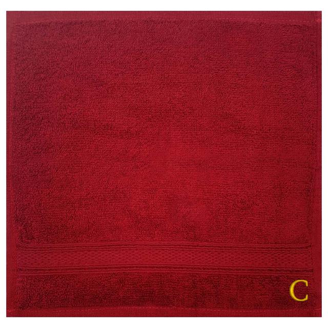 Byft - Letter C Monogrammed Face Towel - 30 x 30 cm - 6pcs - Burgundy