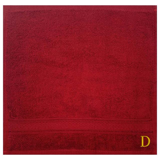 Byft - Letter D Monogrammed Face Towel - 30 x 30 cm - 6pcs - Burgundy