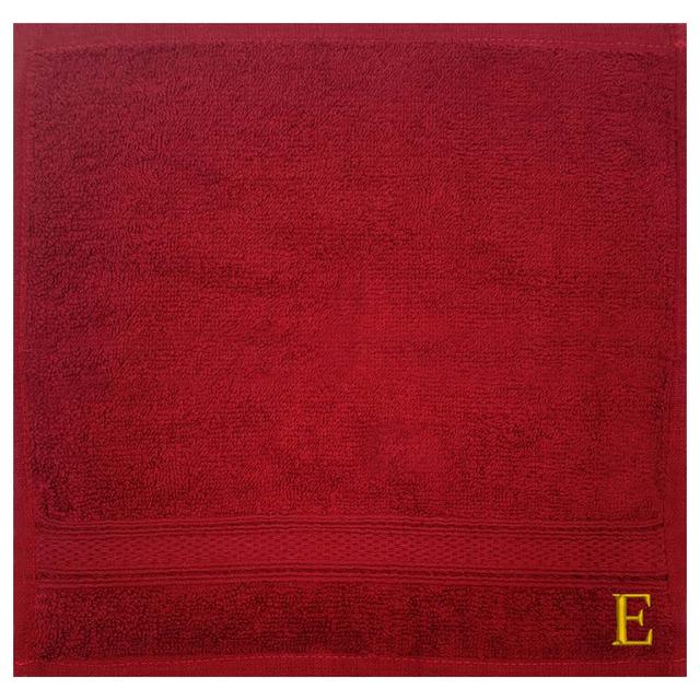 Byft - Letter E Monogrammed Face Towel - 30 x 30 cm - 6pcs - Burgundy