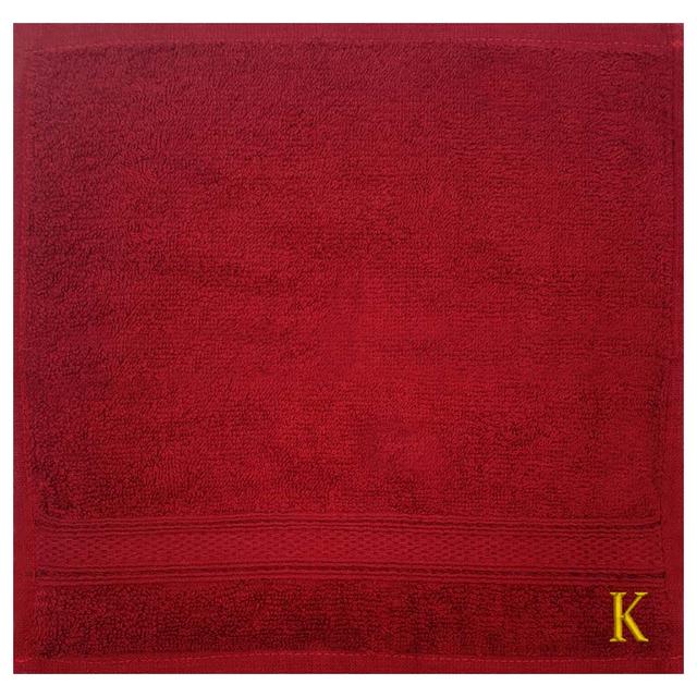 Byft - Letter K Monogrammed Face Towel - 30 x 30 cm - 6pcs - Burgundy