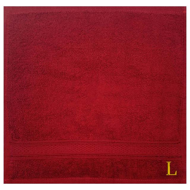 Byft - Letter L Monogrammed Face Towel - 30 x 30 cm - 6pcs - Burgundy