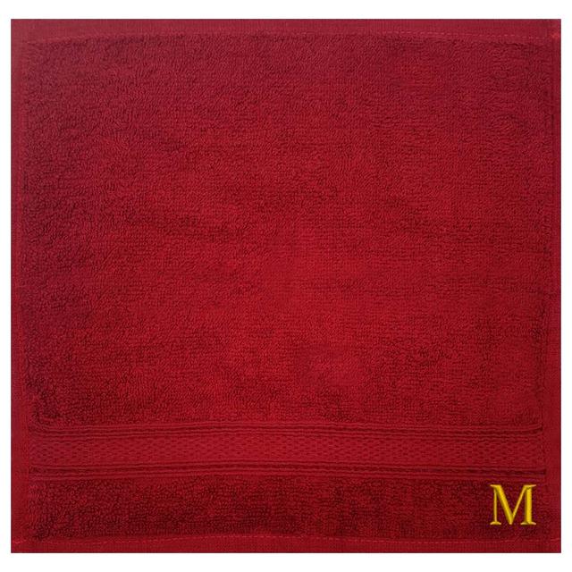 Byft - Letter M Monogrammed Face Towel - 30 x 30 cm - 6pcs - Burgundy