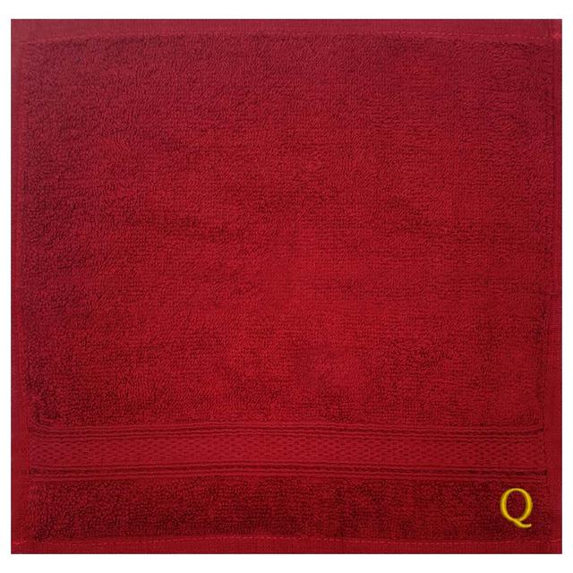 Byft - Letter Q Monogrammed Face Towel - 30 x 30 cm - 6pcs - Burgundy