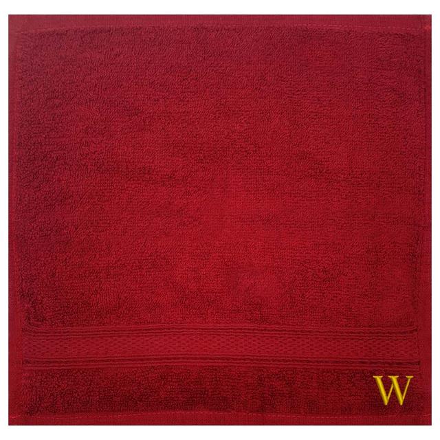 Byft - Letter W Monogrammed Face Towel - 30 x 30 cm - 6pcs - Burgundy