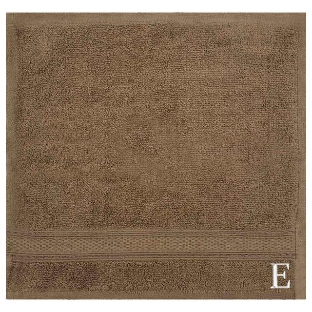 Byft - Letter E Monogrammed Face Towel - 30 x 30 cm - 6pcs - Dark Beige