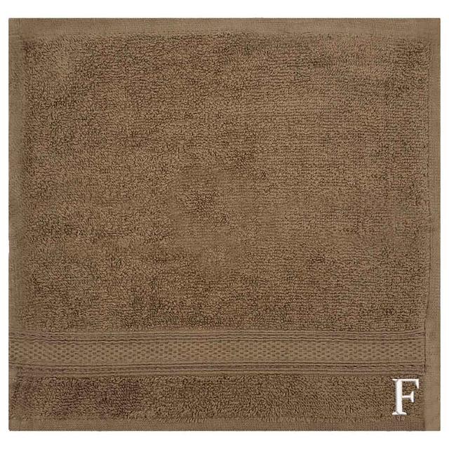 Byft - Letter F Monogrammed Face Towel - 30 x 30 cm - 6pcs - Dark Beige