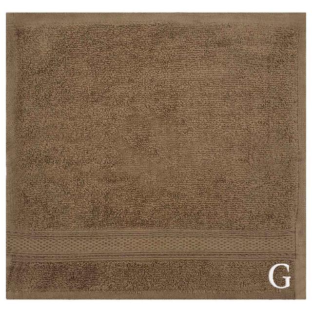 Byft - Letter G Monogrammed Face Towel - 30 x 30 cm - 6pcs - Dark Beige