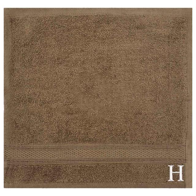 Byft - Letter H Monogrammed Face Towel - 30 x 30 cm - 6pcs - Dark Beige