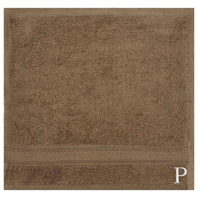 Byft - Letter P Monogrammed Face Towel - 30 x 30 cm - 6pcs - Dark Beige